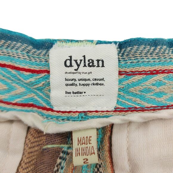 Dylan Shorts Womens 2 Green Cuffed Stripes Cotton Hippie Bohemian Travel Casual - Picture 6 of 9